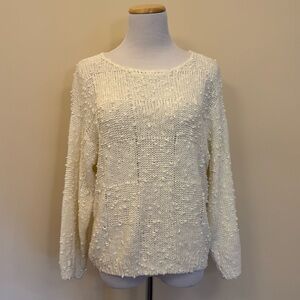 Garland White Textured Knit Sweater Size XL Cottagecore Easter Soft Cozy